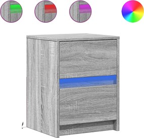 vidaXL Noptiere cu lumini LED, 2 buc., sonoma gri, lemn prelucrat