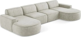 Colțar crem cu tapițerie din chenille (în formă de "U") Omao – Makamii