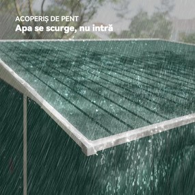 Outsunny Magazie de Gradina cu Ușa Glisantă si Orificii de Aerisire, din Oțel Galvanizat, 345x280,5x169-201cm, Negru | Aosom Romania