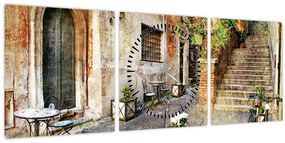 Tablou - Străzile vechi din Roma (cu ceas) (90x30 cm)