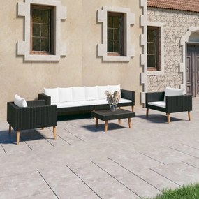 3059332 vidaXL Set mobilier de grădină cu perne, 4 piese, negru, poliratan