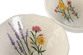 Set 2 boluri din porțelan cu motive florale, 18×18×7,5 cm, „Bloom"
