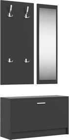 vidaXL Set pantofar 3 în 1, negru, lemn prelucrat