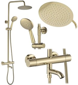 Coloana de dus cu termostat Lungo Diamond auriu