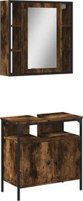 vidaXL Set mobilier de baie, 2 piese, stejar fumuriu, lemn prelucrat
