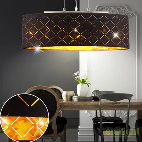 Lustra ovala eleganta cu abajur din tesatura negru cu auriu, CLARKE 65x25cm 15229H2 GL