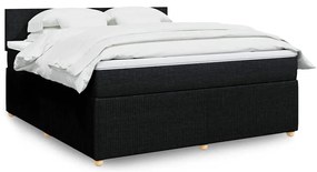 vidaXL Pat box spring cu saltea, negru, 180x200 cm, catifea