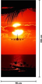 Fototapet pentru ușă - Apus de soare si avion (95x205cm)
