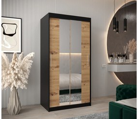 Dulap de haine 100 cm Toki 1 (negru mat + stejar artisan). 1064879