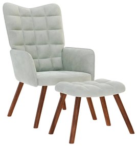 vidaXL Scaun de relaxare cu taburet, gri deschis, catifea