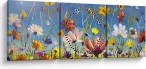 Tablou cu luncă înflorită (cu ceas) (90x30 cm)