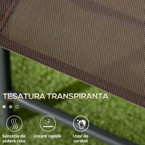Outsunny Set de Grădină cu 3 Piese, cu Masă cu Blat din Sticlă - Maro | Aosom Romania