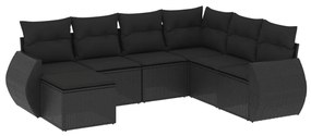3221694 vidaXL Set canapele de grădină cu perne, 7 piese, negru, poliratan