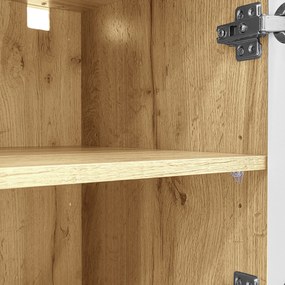 Bufet cu iluminare LED, vitrină cu sertare, 120x37x76,5 cm, Alb