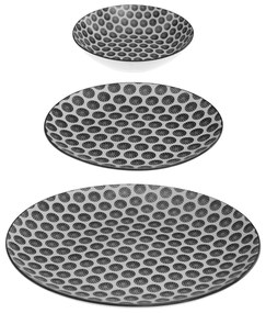 Serviciu de cină pentru 6 persoane BOHEMIA din porțelan, model cu buline