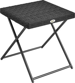 Outsunny Masuta pentru Gradina Pliabila din Ratan Sintetic si Otel, Masuta pentru Exterior Economie Spatiu 40x40x40cm, Negru