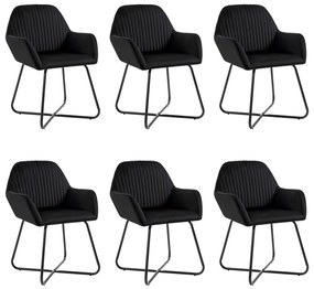 vidaXL Scaune de sufragerie, 6 buc, negru, catifea