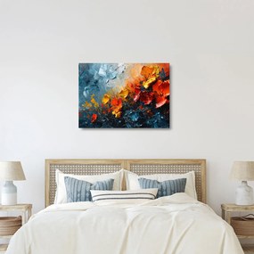 Tablou pe sticlă - Pictură abstractă de flori III. (70x50 cm)