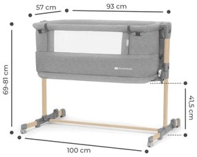 Pătuț pentru bebeluși KINDERKRAFT NESTE GROW gri deschis