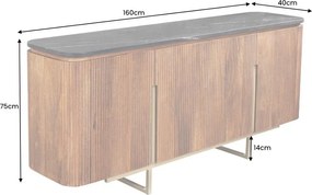 Comoda design retro Gatsby 160cm Mango/ marmura neagra A-43336 VC