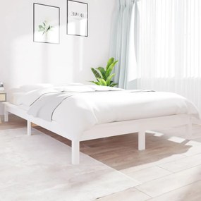 820542 vidaXL Cadru de pat, alb, 140x200 cm, lemn masiv de pin