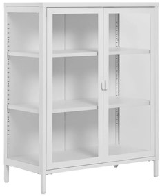 Vitrină Brisbane, 2 uși din sticlă, oțel, alb 80x40x101 cm