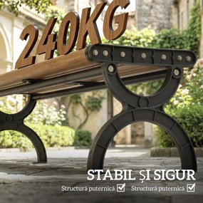 Outsunny Bancă de Grădină 2 Locuri, Bancă cu Cadru din Metal și Efect de Lemn, Mobilier pentru Grădină, Terasă, Parc | Aosom Romania