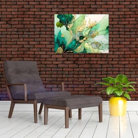 Tablou pe sticlă - Abstractizare verde (70x50 cm)