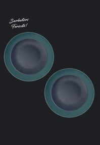 Set Cadou 4 Farfurii MADE Pantone (2 Farfurii Mari Verde Mat 26cm, 2 Farfurii Desert Indigo 21cm)
