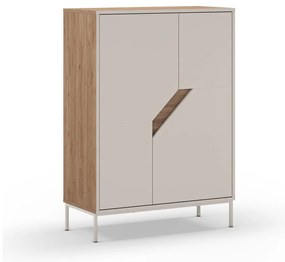 Comodă crem/în culoare naturală cu aspect de lemn de stejar 85x120x40 cm Lilou – Marckeric