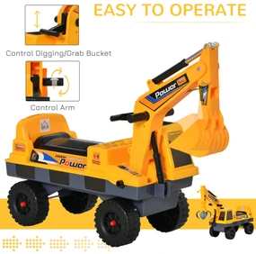 Buldozer excavator HOMCOM, jucarie 2 in 1, 90x28x58cm galben | Aosom Romania