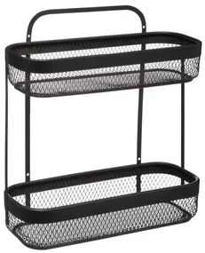 Etajera Mayaj, dubla, metal, negru, 30.7 x 12 x H 34.5 cm