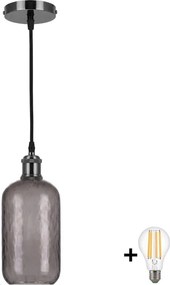 BRILAGI -LED Lustră pe cablu RETRO GLASS 1xE27/60W/230V Ø 14 cm negru/gri fumuriu