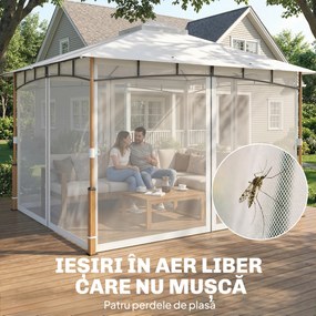 Outsunny Foișor 3 x 3.6 m, Acoperiș Dublu UPF50+ cu Plasă, Crem | Aosom Romania