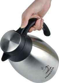 Cană termică de conferință pentru ceai Kinghoff KH 2095, 2 l, pereți dubli, corp din oțel inoxidabil, inox/negru