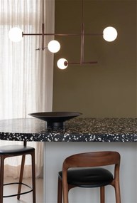 Lustra metal visiniu cu 4 globuri sticla Copenhagen