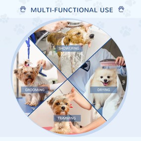 PawHut Masa de Toaleta Pliabila cu Maner Integrat, Brat Reglabil si Lesa, 70x45x74-81cm, Albastra | Aosom Romania