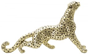 Figurina decorativa aurie din polirasina, 33x7,7x19,5 cm, Leopard Mauro Ferretti