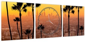 Tablou - Panorama din Los Angeles (cu ceas) (90x30 cm)
