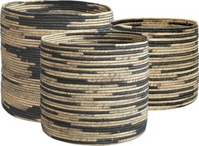 Set 3 coșuri decorative împletite, din zambilă de apă