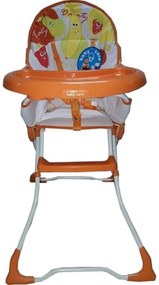 Scaun de masa pentru copii si bebe Baby Care™ ,pliabil, centura de siguranta, sezut comfortabil, masuta detasabila, Portocaliu
