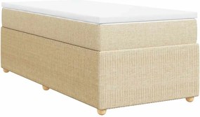 vidaXL Pat box spring cu saltea, crem, 80x200 cm, textil