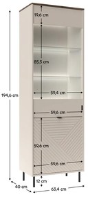 Vitrină Explicaba 2 (cashmir + stejar castello) . 1116333