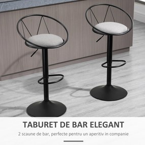 Homcom Set 2 Scaune de Bar – Pivotante, Maro, Reglabile 78–100 cm | Aosom Romania