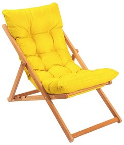 Șezlong de grădină galben/fag
