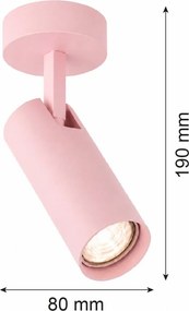 Spot aplicat directionabil bec GU10 Linca roz pastel