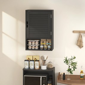 HOMCOM Dulap de Baie, Dulap Suspendat cu Rafturi Reglabile, 40 x 20 x 60 cm, Negru | Aosom Romania