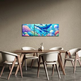Tablou – Lume subacvatică (cu ceas) (90x30 cm)