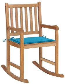 Scaun balansoar cu perne albastre, lemn masiv de tec 1, Albastru