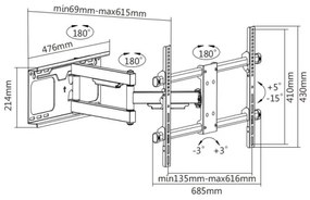 Suport TV reglabil de perete MK FLORIA MKF-20DP646 80" negru